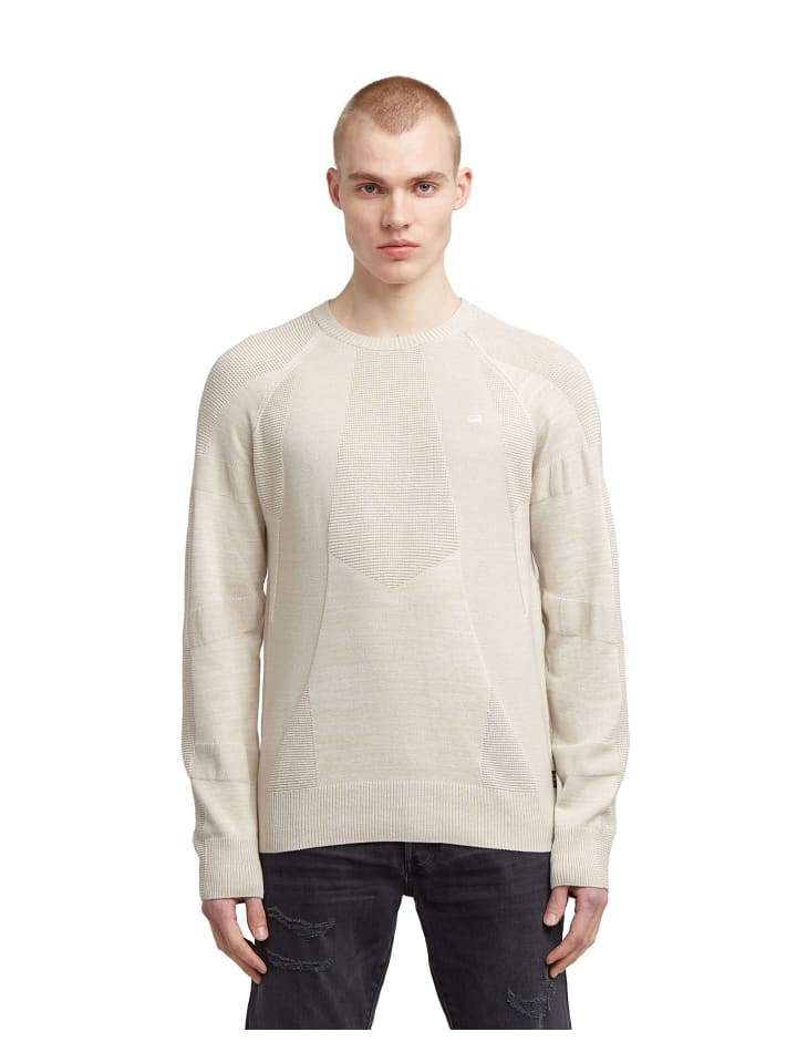 3D Biker Ribbed Knit Pullover whitebait/dk brick