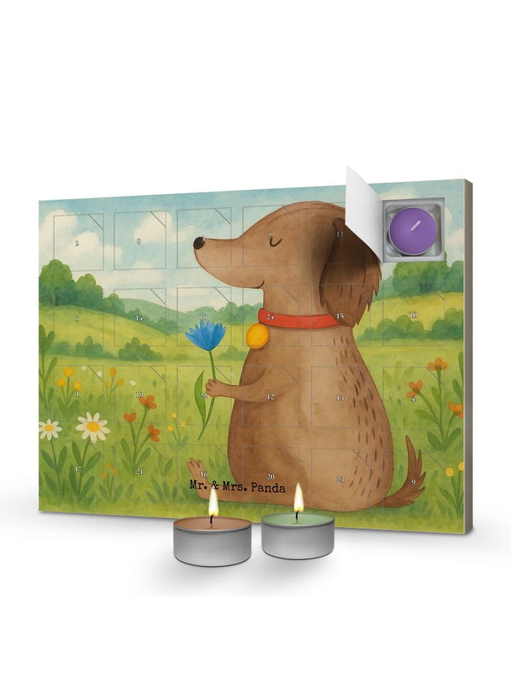 Adventskalender Hund Blume Design ohne Spruch in Weiß