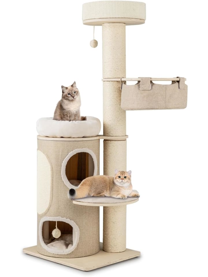 Kratzbaum Katzenbaum 5 Ebenen 154cm in Beige