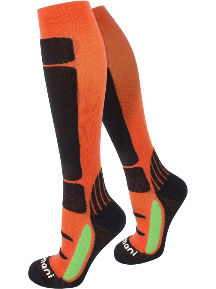Sport- und Reisekniestrümpfe Fashion in Schwarz/Orange