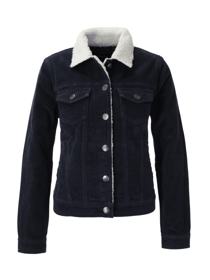 Cordjacke in marine-wollweiß