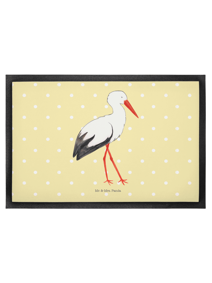 Fußmatte Storch ohne Spruch in Gelb Pastell