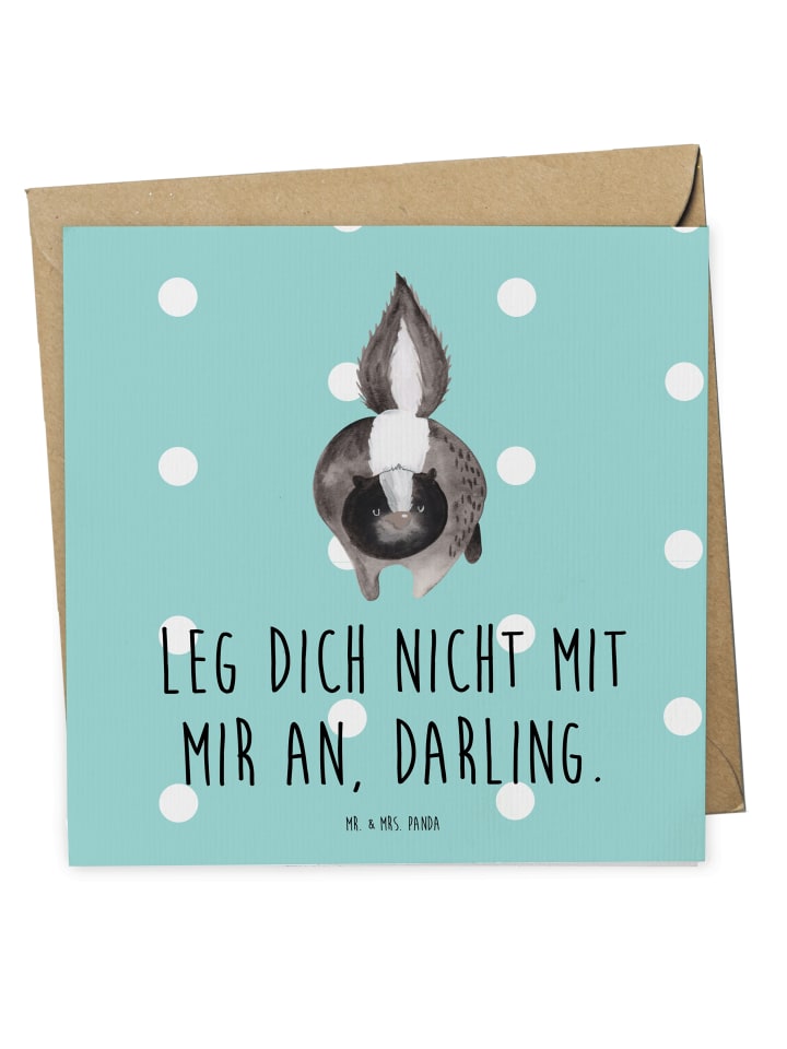 Deluxe Karte Stinktier Angriff mit Spruch in Türkis Pastell
