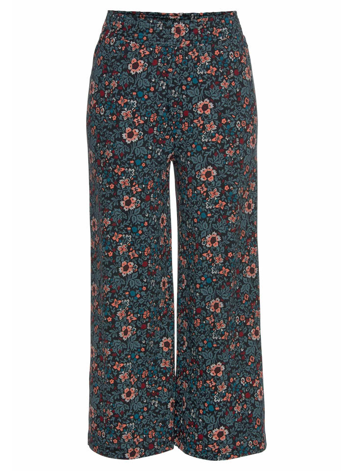 Pyjamahose in petrol-geblümt