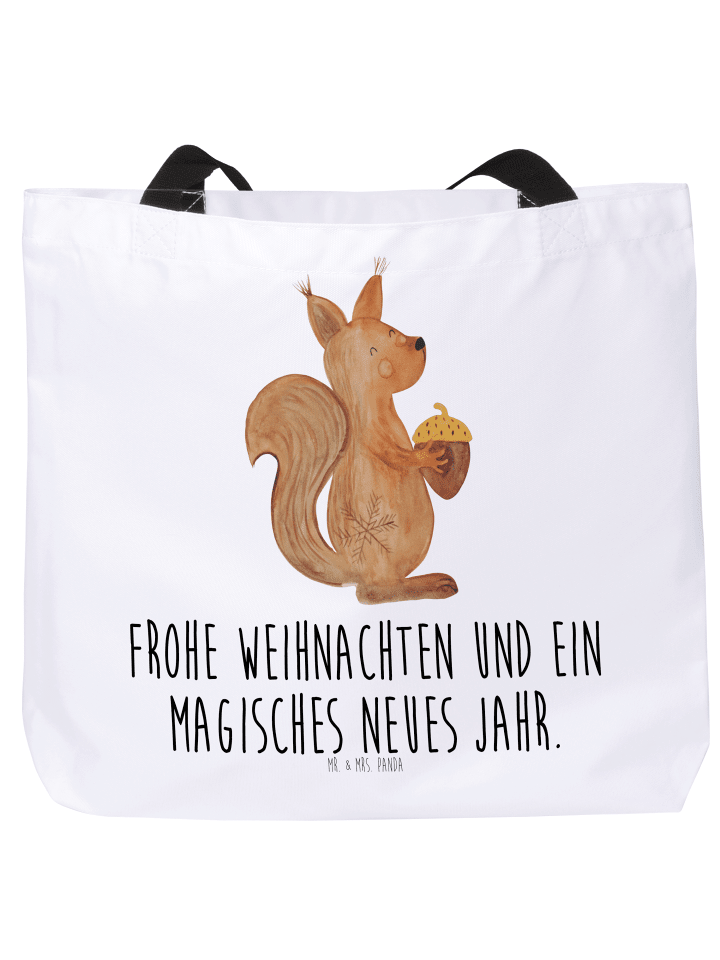 Tasche Eichhörnchen Weihnachtszeit mit Spruch in Weiß
