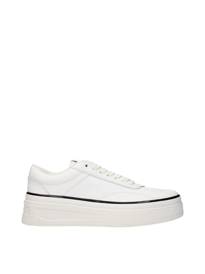 Weiß Leder Plateau Sneaker