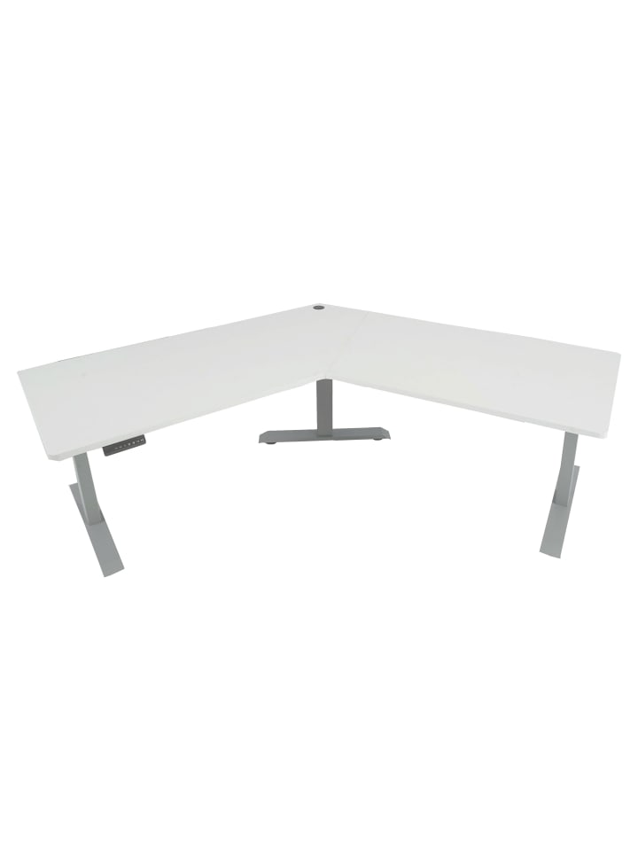 Schreibtisch D40 120°, Weiß, grau