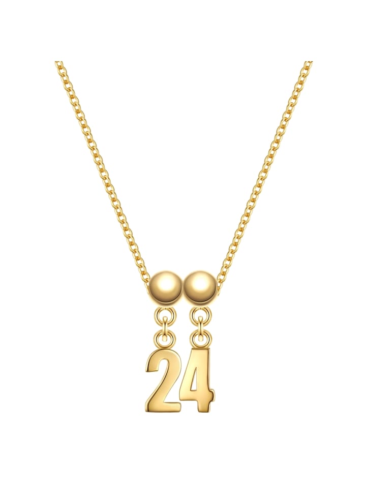 Set (Kette + 2 Charms) Zahl 24 aus Sterling Silber in gelbgold