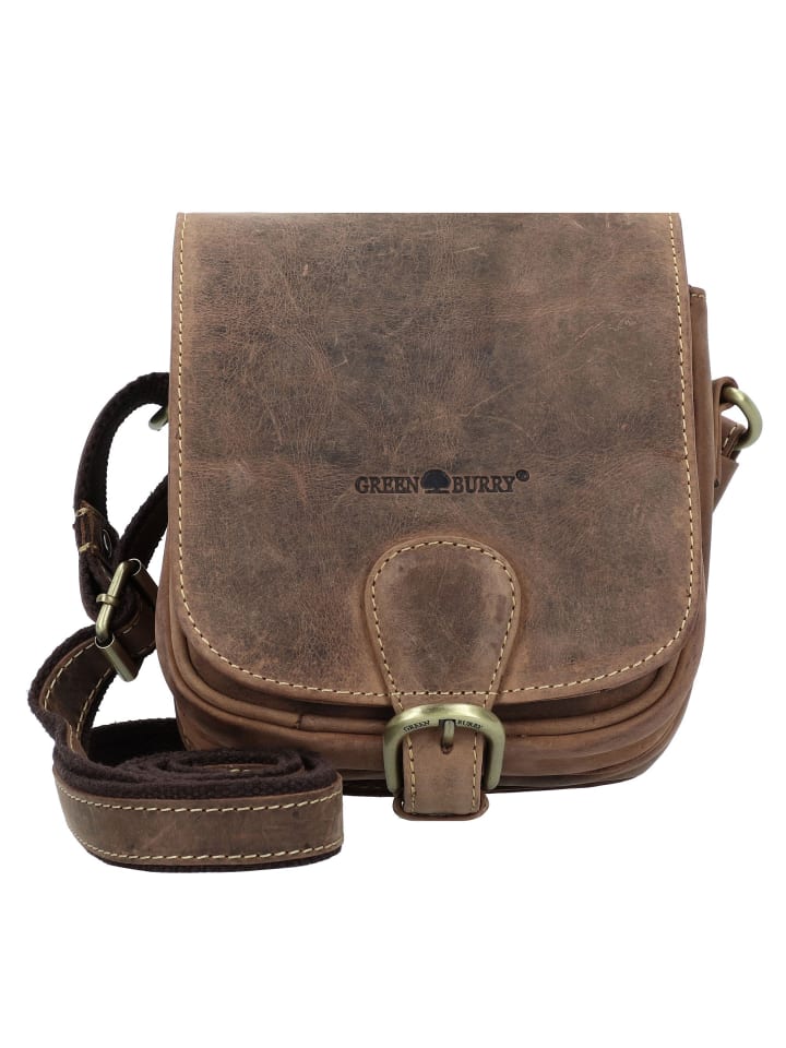 Vintage Umhängetasche Leder 16 cm brown