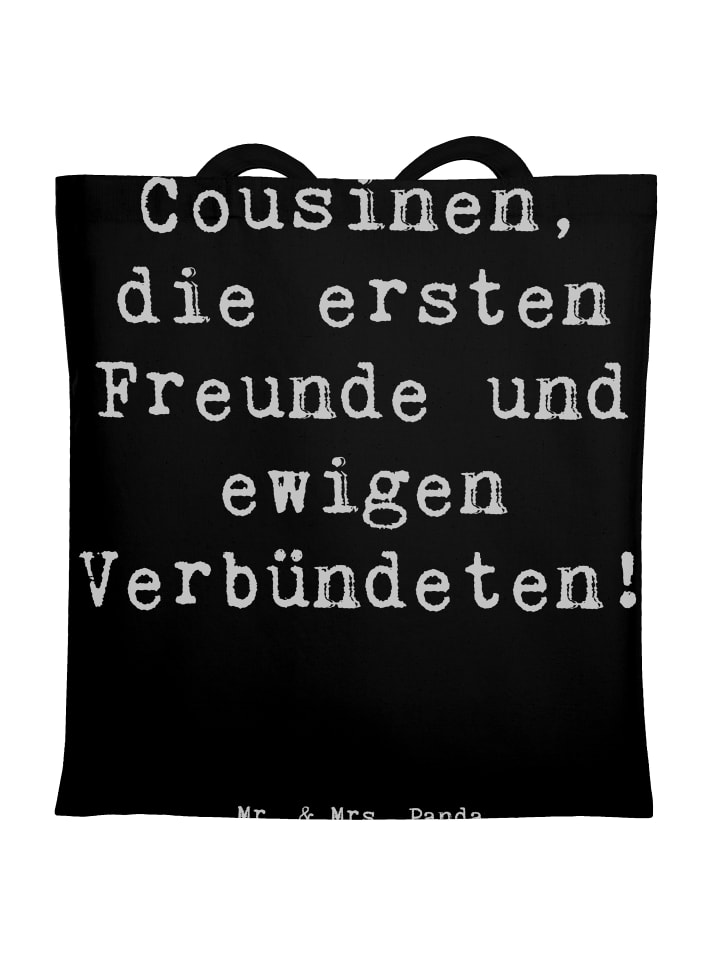 Tragetasche Cousine Freunde mit Spruch in Schwarz