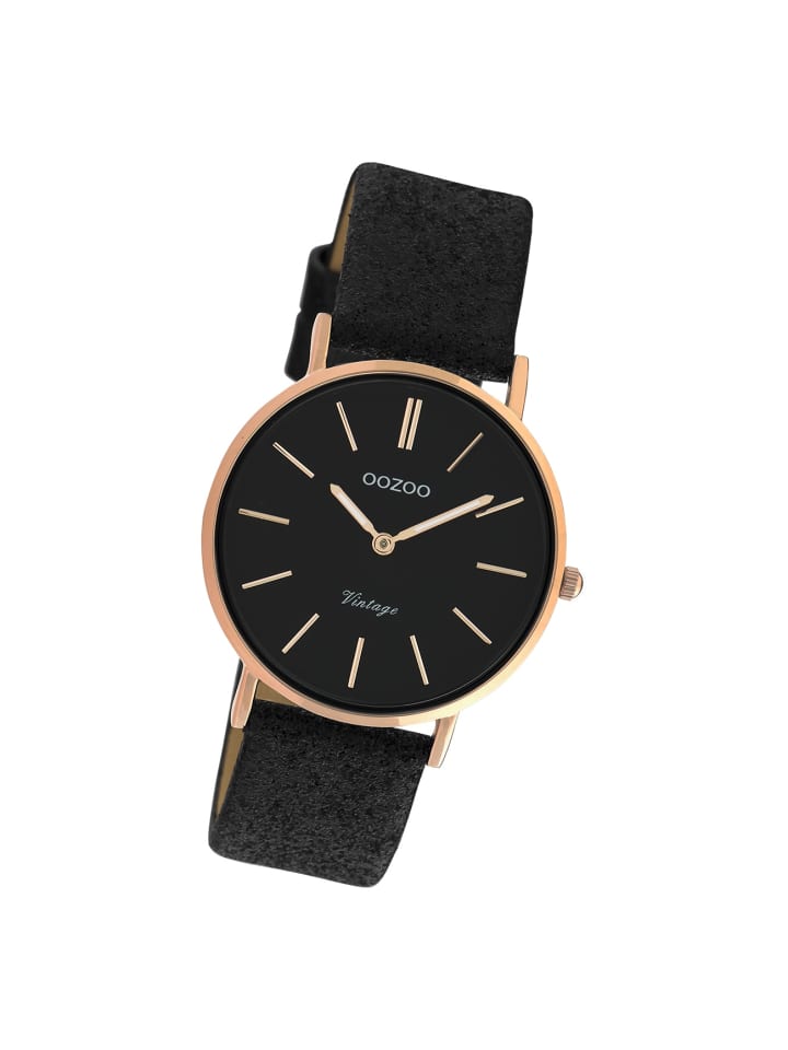 Analog-Armbanduhr Oozoo Vintage Series schwarz mittel (ca. 32mm)