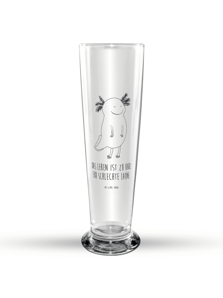 Bierglas Axolotl Glücklich mit Spruch in Transparent