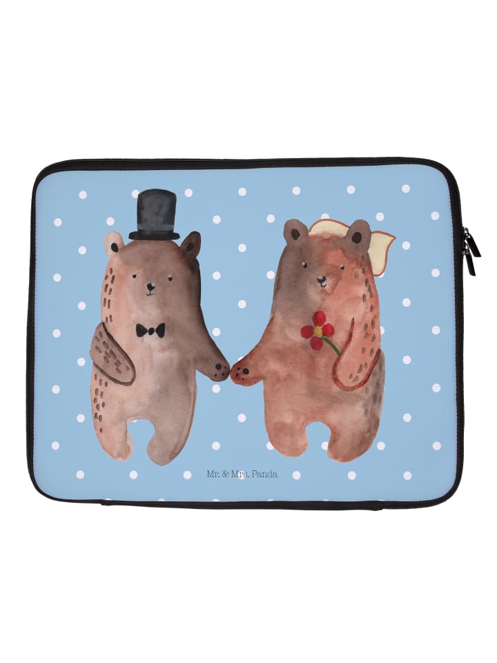 Notebook Tasche Bär Heirat ohne Spruch in Blau Pastell