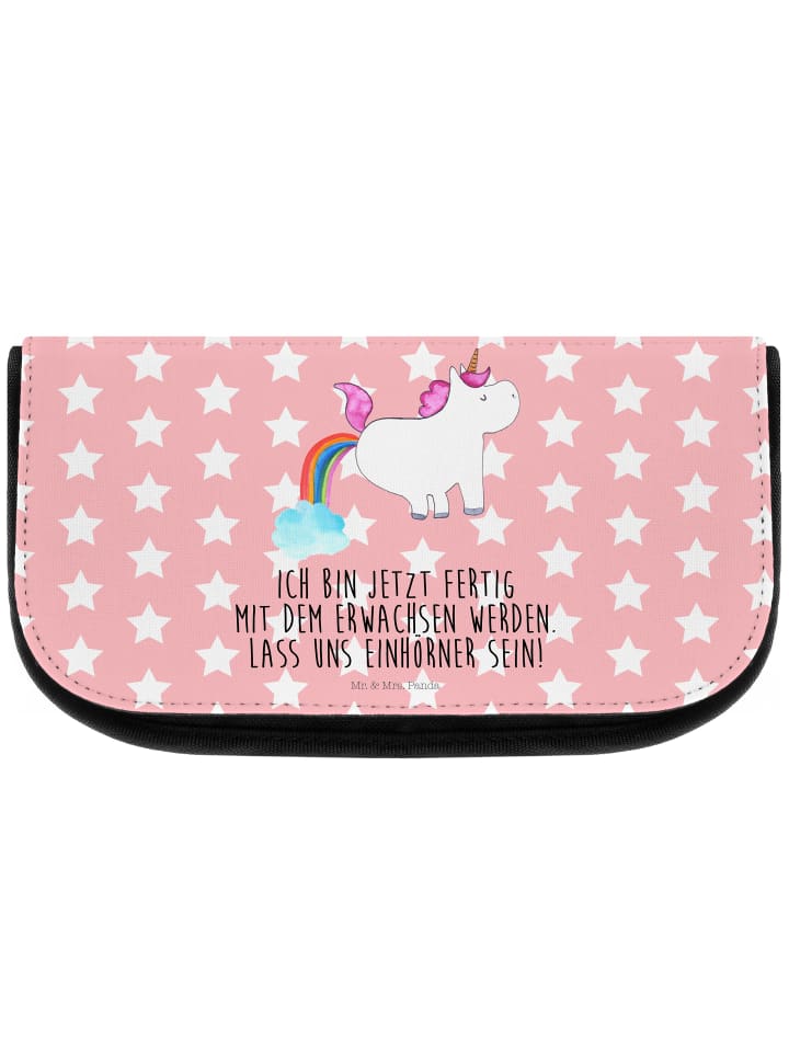 Kulturtäschchen Einhorn Pupsen mit Spruch in Rot Pastell