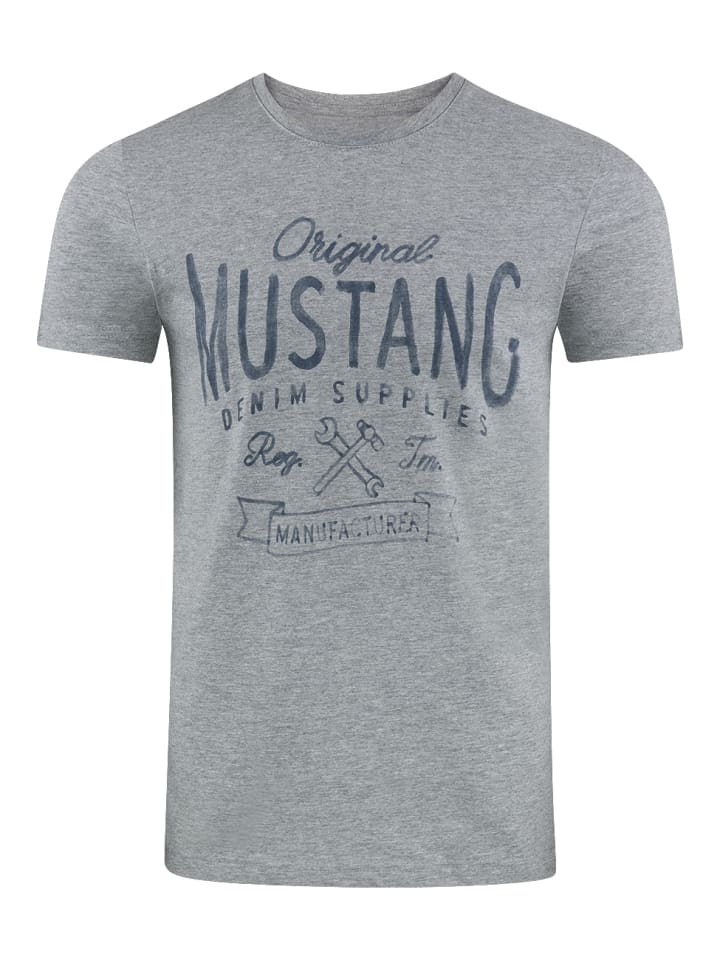 T-Shirt Basic Print in Grau
