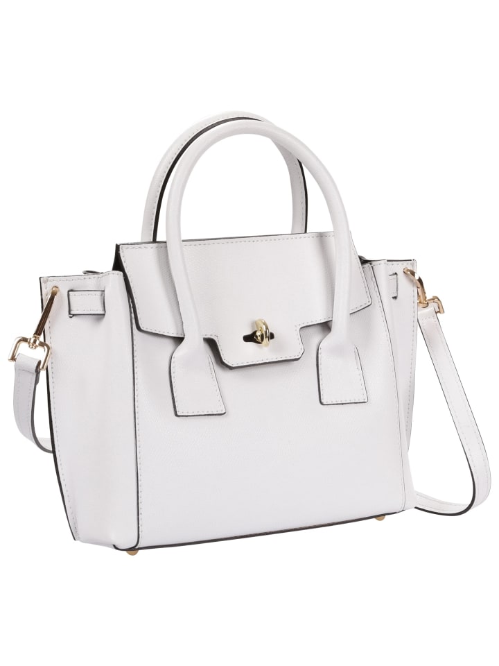 Leder Handtasche Toscanto Tasche weiß ca. 30cm