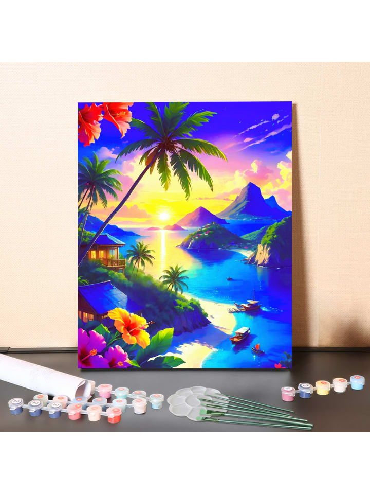 DIY Malen nach Zahlen Set-"Tropischer Sonnenuntergang"  