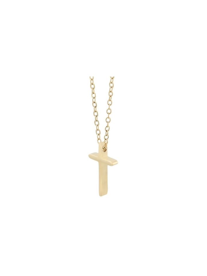 Unisex Halskette – Kreuz aus Edelstahl 42 cm in gold