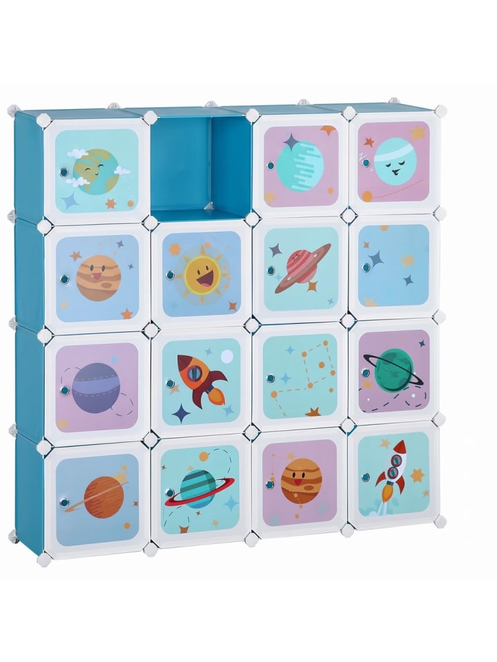 Kinderregal Damion in Blau - (B)31 x (H)123 x (T)123 cm