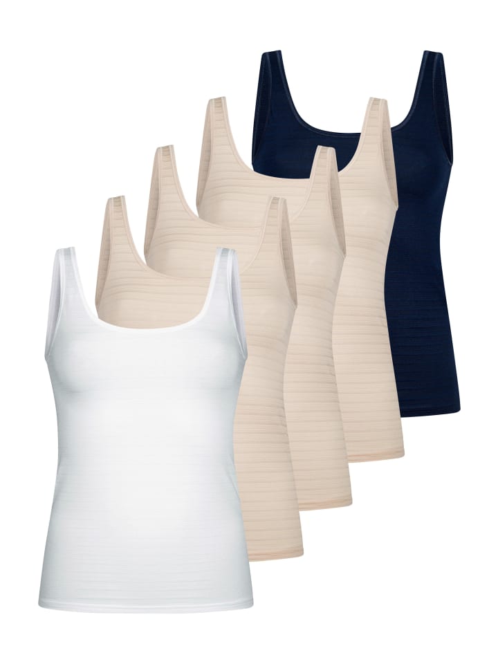 Unterhemd / Top Cotton & More in Dunkelblau / beige / weiß