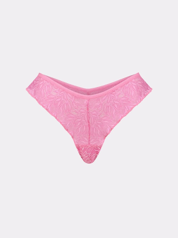ICONIC LACE BRAZIL STRING in bubblegum
