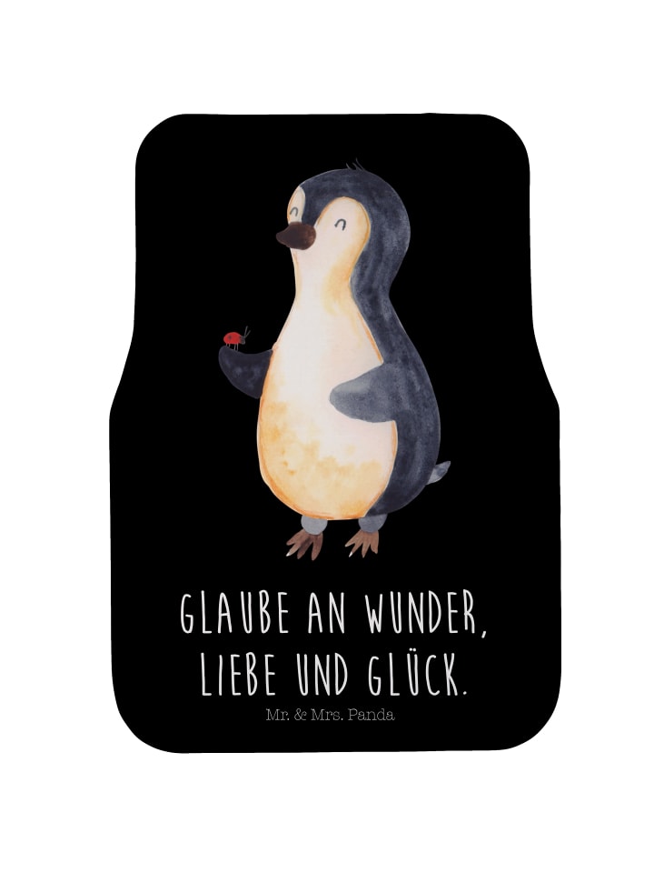 Automatte Pinguin Marienkäfer mit Spruch in Schwarz