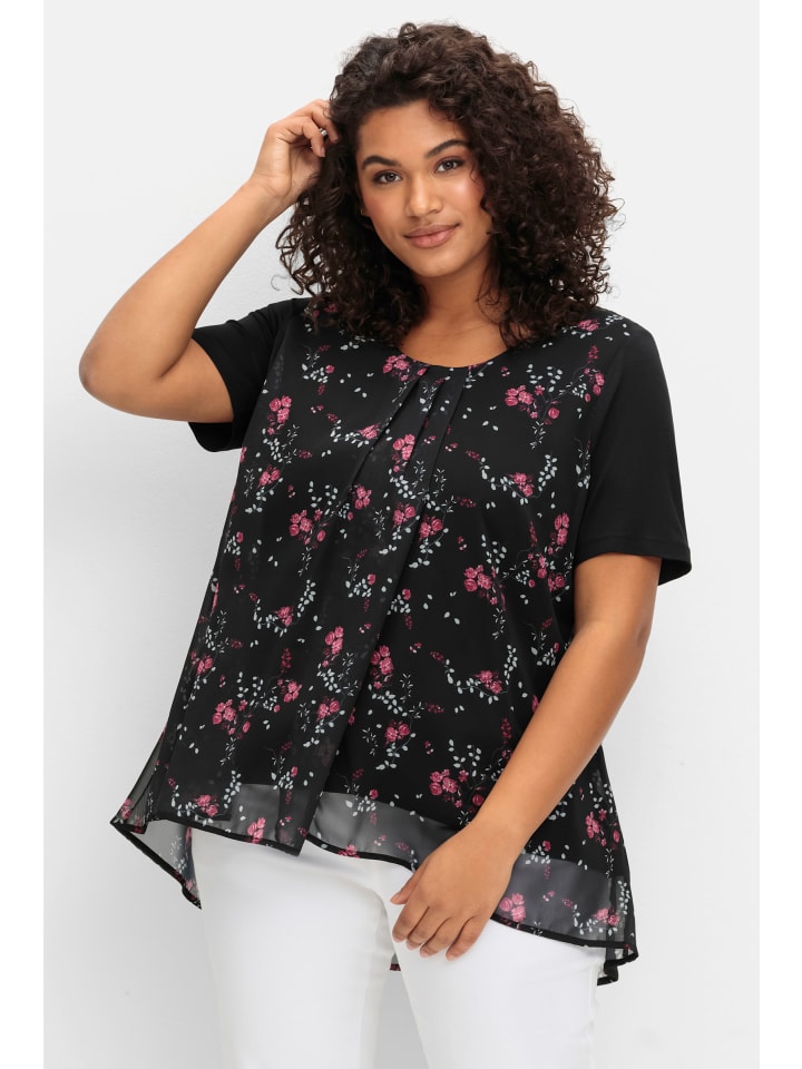 Blusenshirt in schwarz-gemustert