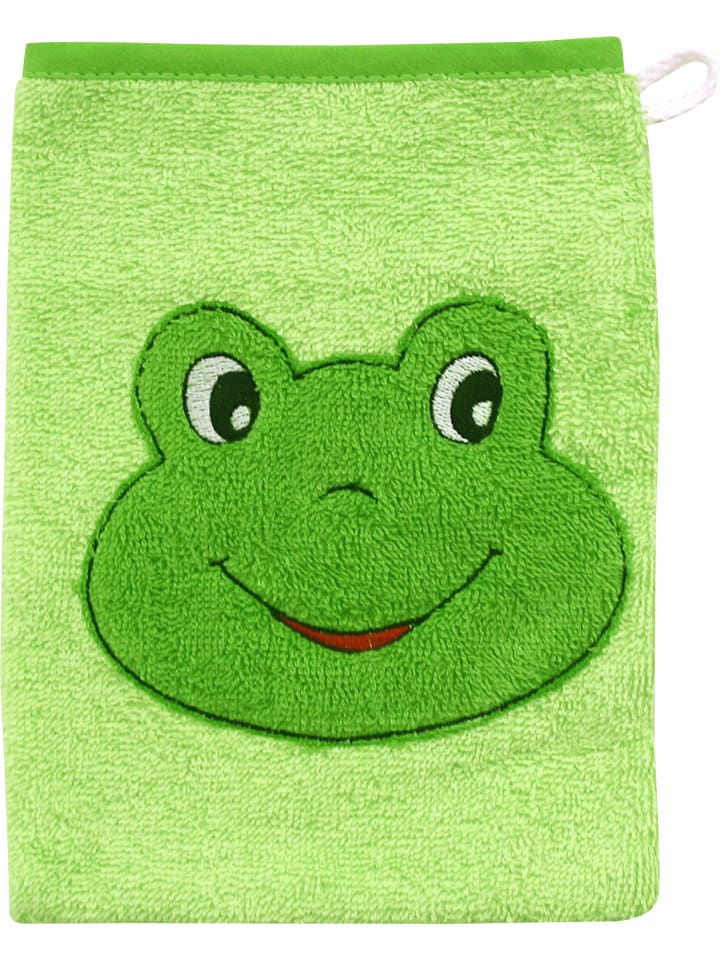 Frottier Kinder-Waschhandschuh in grün