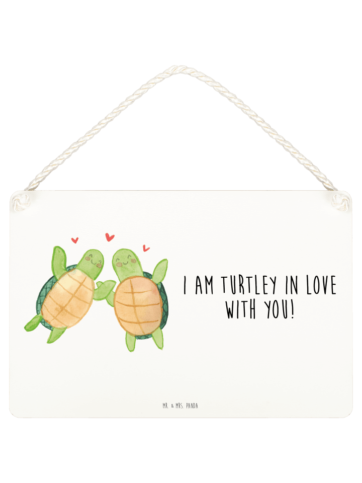 Schild Schildkröten Paar mit Spruch in Weiß