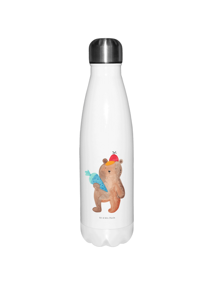 Thermosflasche Bär Schultüte ohne Spruch in Weiß