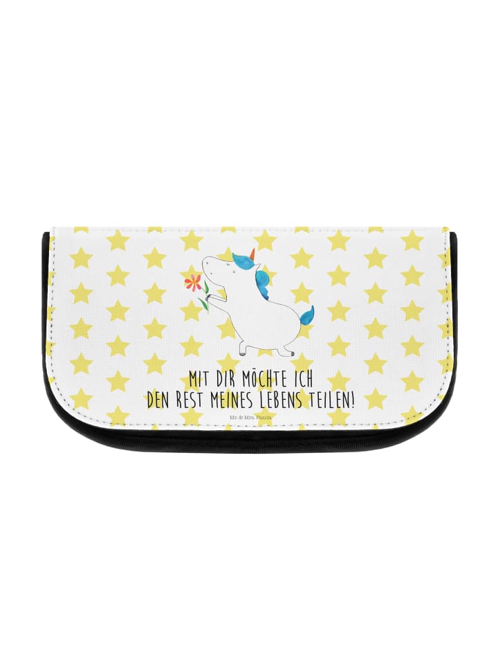 Kosmetiktasche Einhorn Blume mit Spruch in Weiß