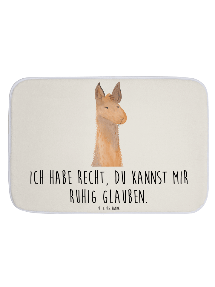 Badezimmerteppich Lamakopf Genervt mit Spruch in Weiß