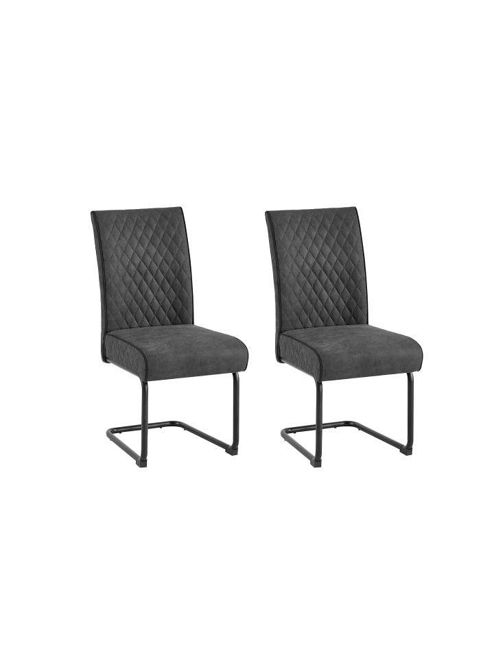2er-Set: Esszimmerstuhl MARIA-XXL in Anthrazit/Schwarz - (B) 45 x (H) 95 x (T) 60 vcm