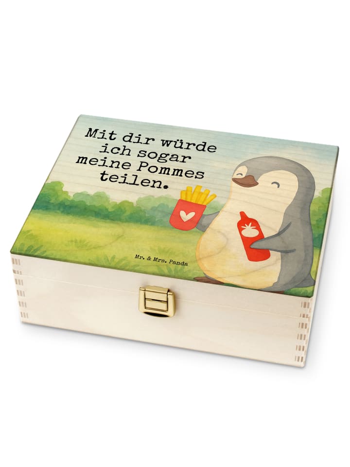 Teedose Pinguin Pommes Design mit Spruch in Weiß