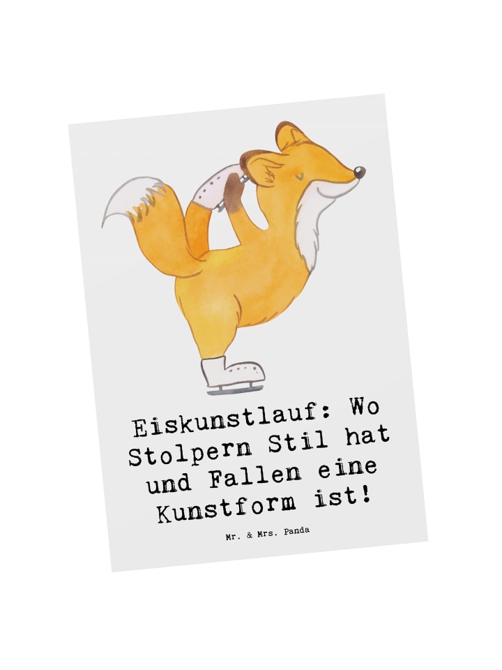 Postkarte Eiskunstlauf Kunst mit Spruch in Weiß