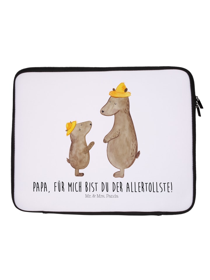 Notebook Tasche Bären mit Hut mit Spruch in Weiß