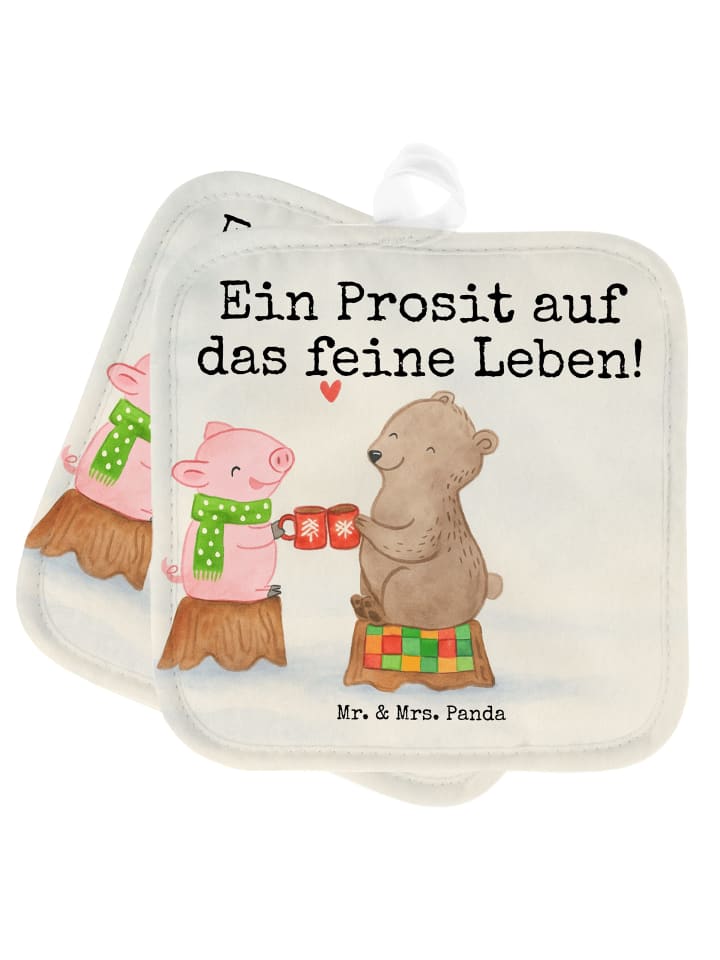 2er Set Topflappen  Glühschwein Sause Design mi... in Weiß
