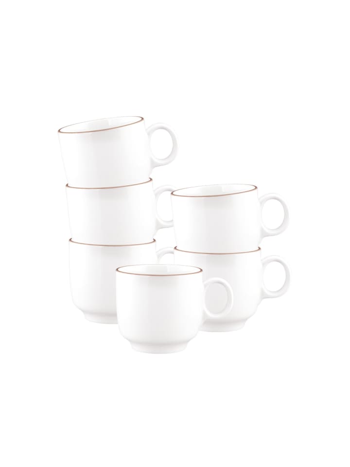 6er Set Cappuccinotassen Sento Home Pure Lines in Cocoa Brown 300 ml