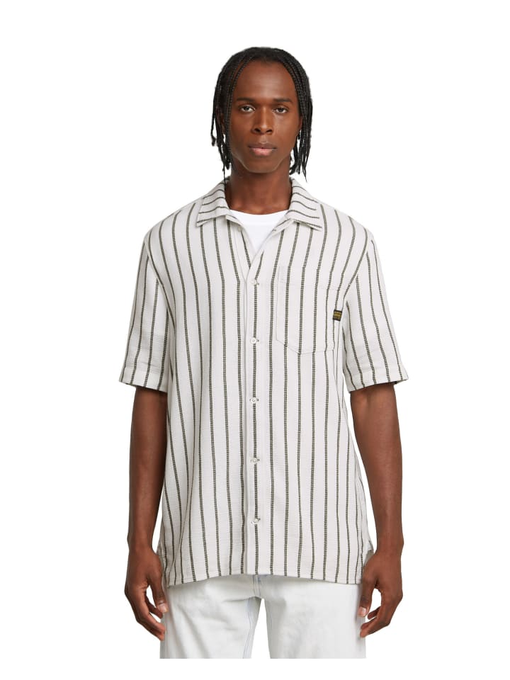 One Pocket Regular Hemd shadow olive bold stripe