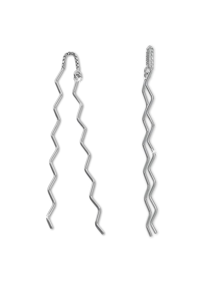 Ohrringe Silber 925 Sterling Silber ZickZack Ohrhänger ca. 6cm (am Ohr hängend)