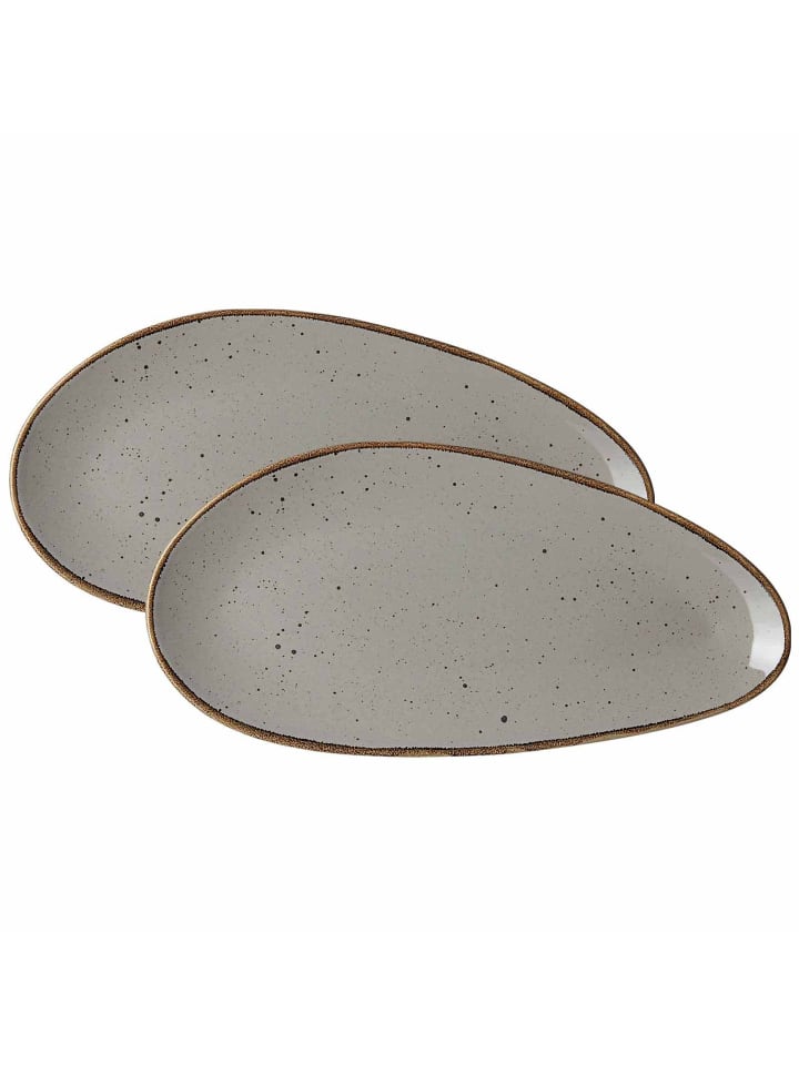 2er Set Servierplatten Taste in Taupe 35,5 x 17 cm