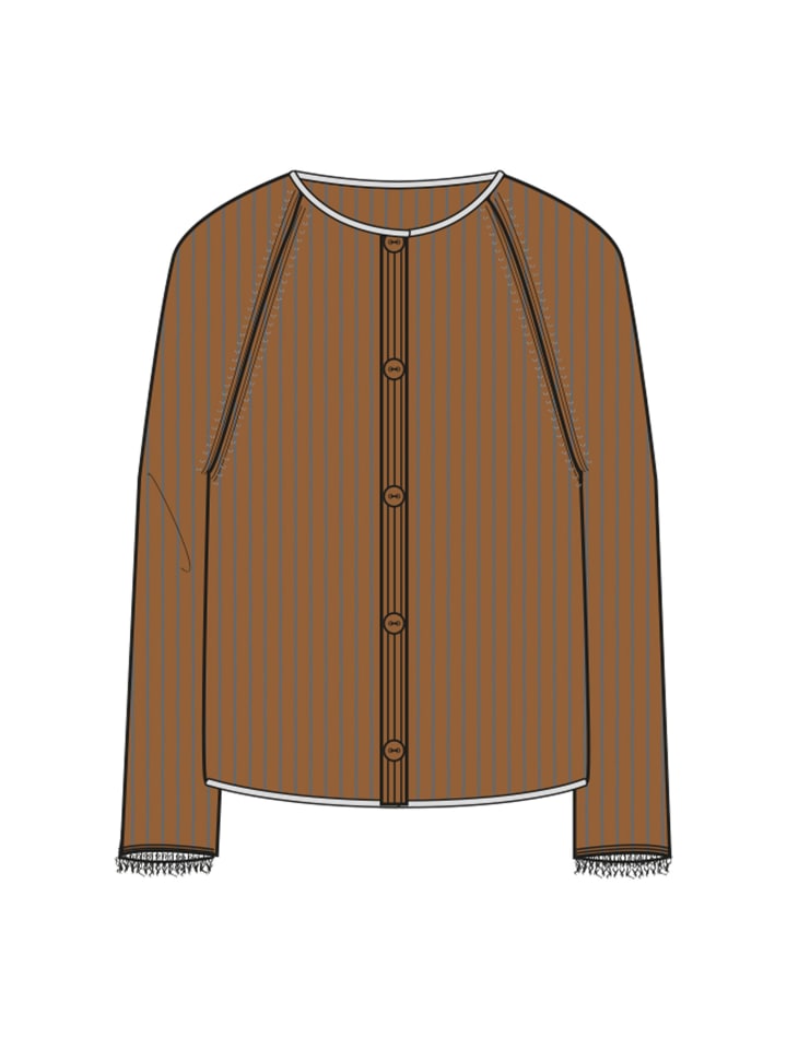 Hairy Raglan Cardigan mit Fransen in Toffee