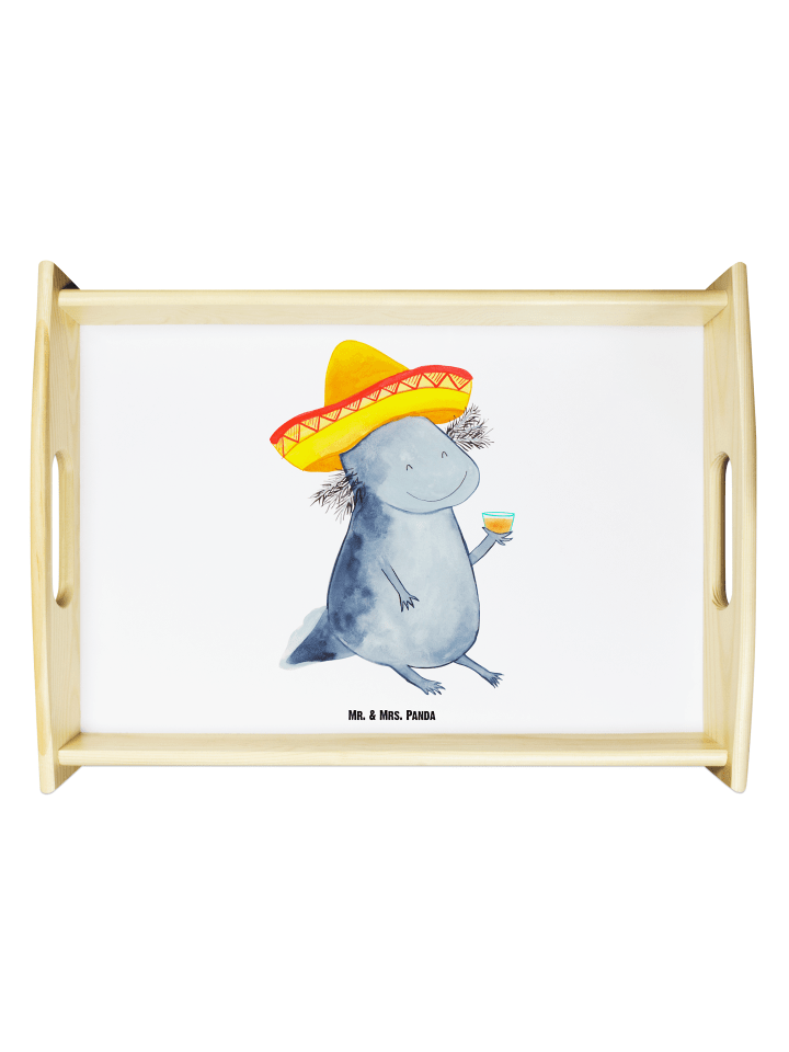 Holz Servierbrett Axolotl Tequila ohne Spruch in Weiß