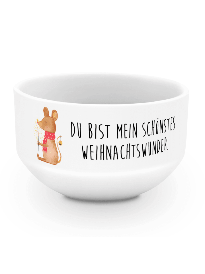 Salatschälchen Maus Weihnachten mit Spruch in Weiß