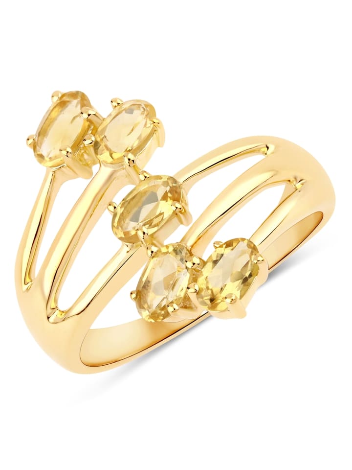 Ring aus Sterling Silber mit Citrin in gelbgold