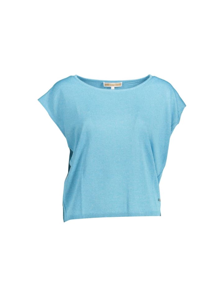 Blau Viskose Damen T-Shirt