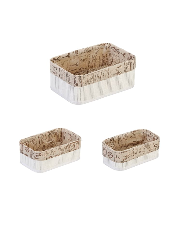 3 x Aufbewahrungskorb in Weiß/ Beige