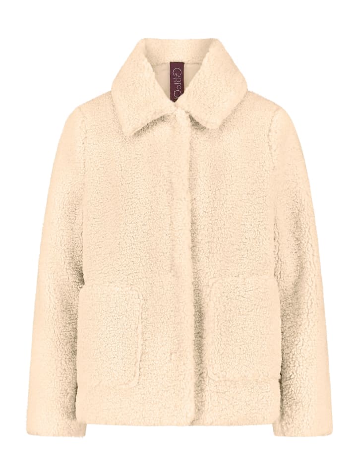 Plüschjacke mit Kragen in Beige