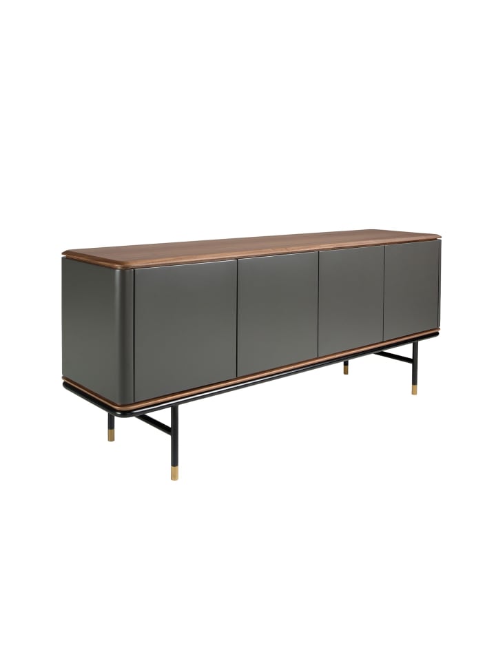 Anrichte 3264 in Dunkelgrau / Walnuss / Gold – (B)180 x (H)79 x (T)45 cm