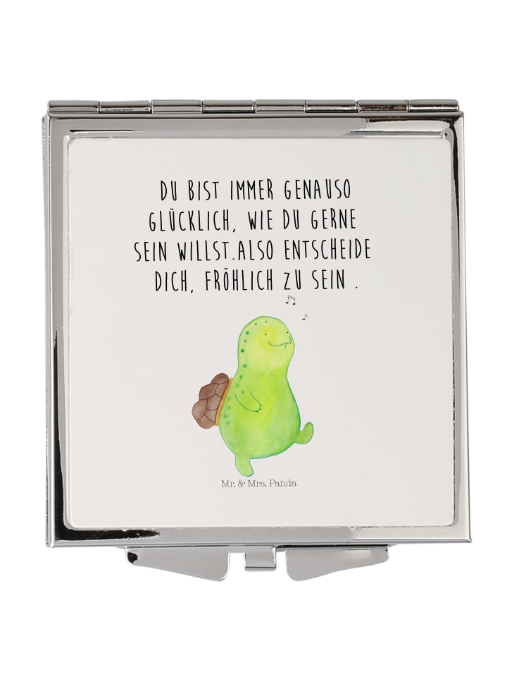 Kosmetikspiegel Schildkröte Pfeifen mit Spruch in Weiß